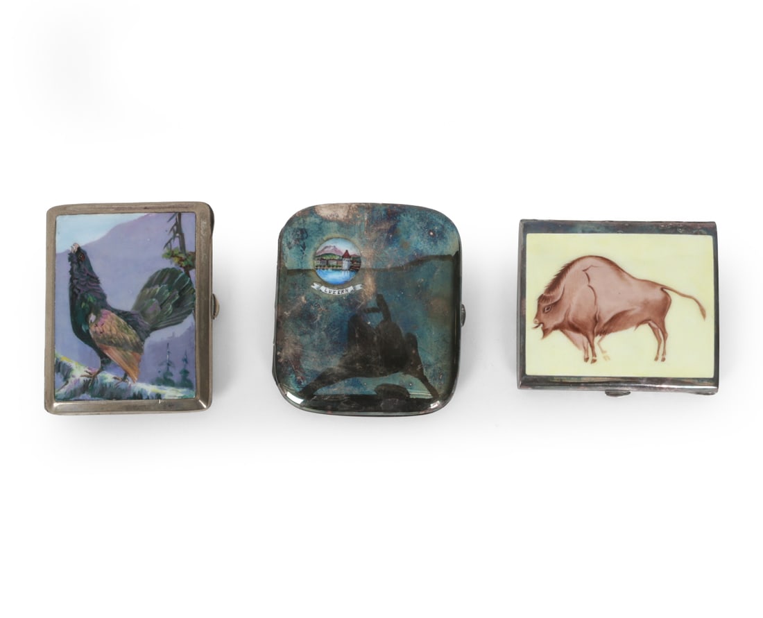 ART DECO ALPACCA SILVER ENAMEL CIGARETTE CASES (1 of 20)