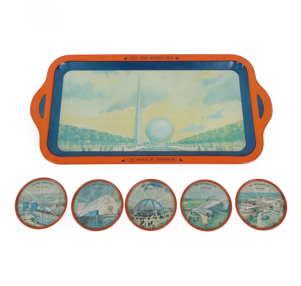 NY WORLD' S FAIR SOUVENIR SERVING TRAY & COASTERS (1 of 12)
