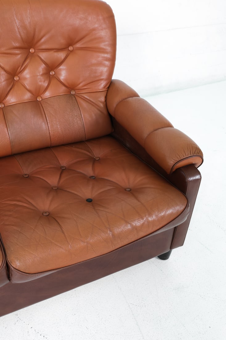 DANISH TUFTED LEATHER SOFA - 10