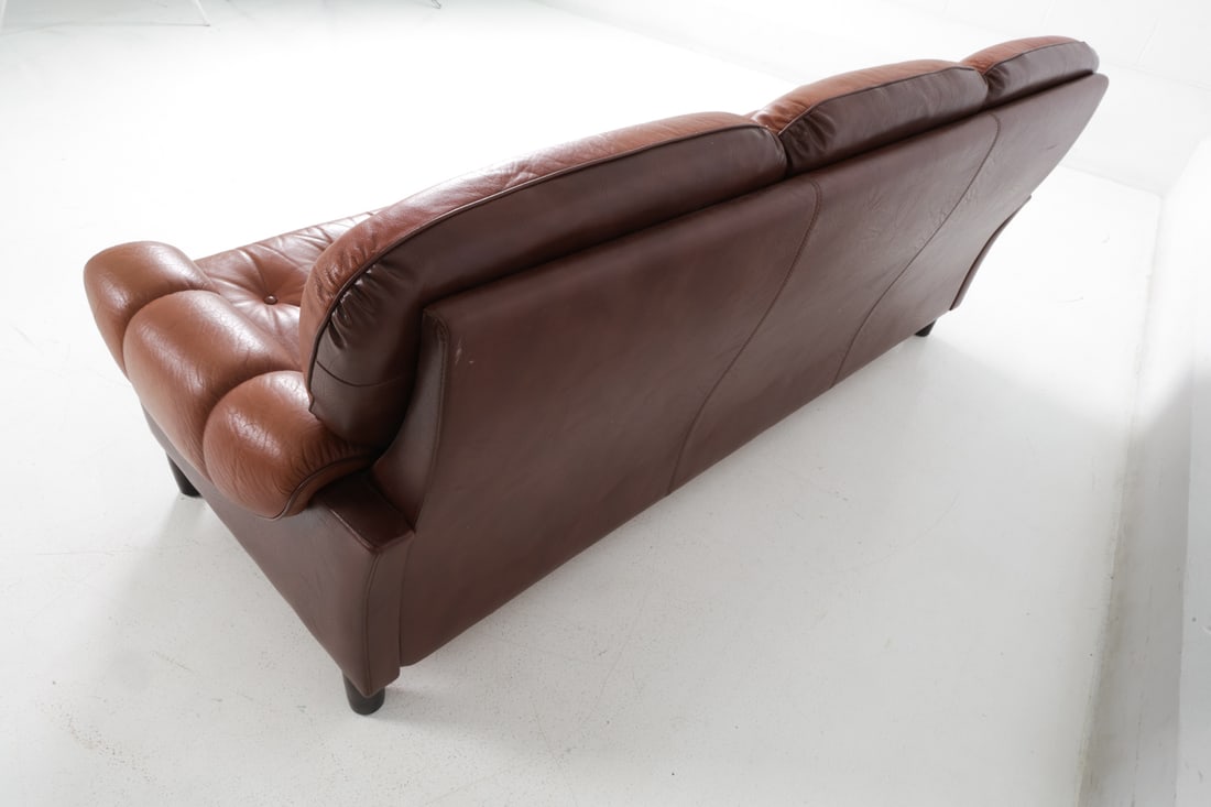 DANISH TUFTED LEATHER SOFA - 11