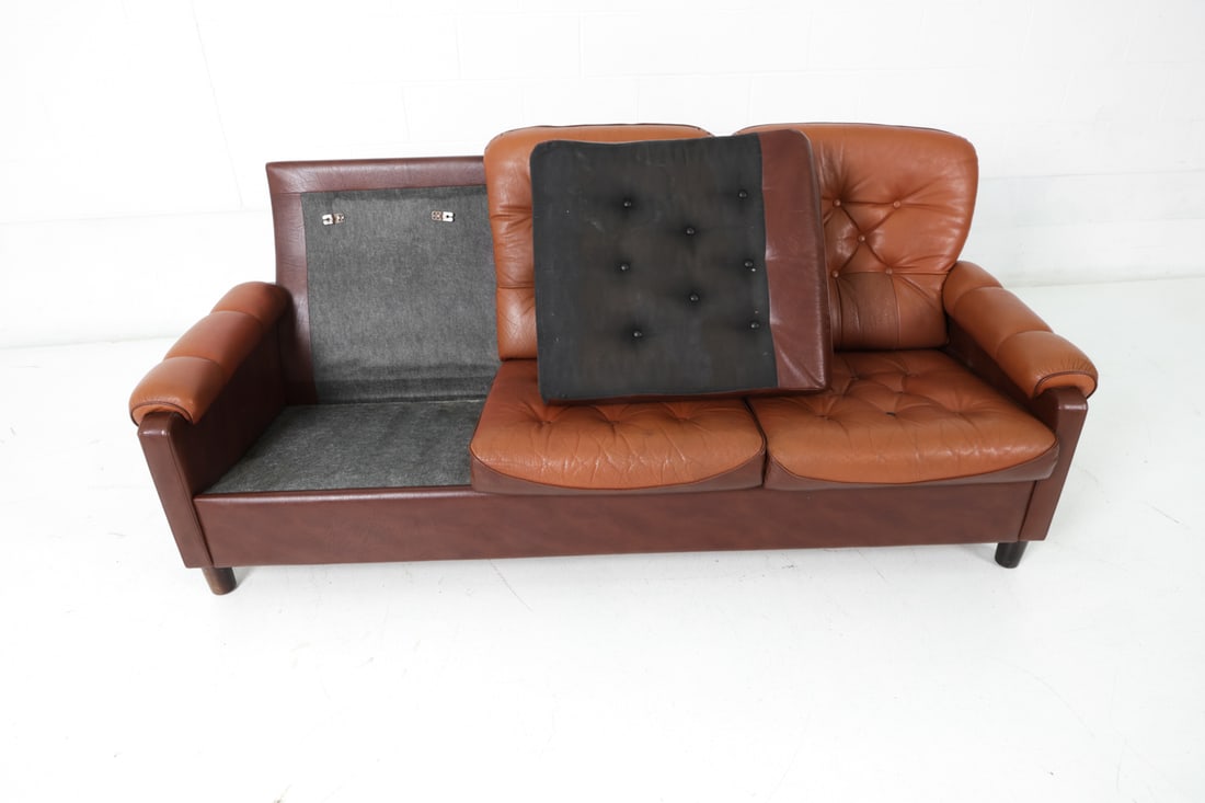 DANISH TUFTED LEATHER SOFA - 12