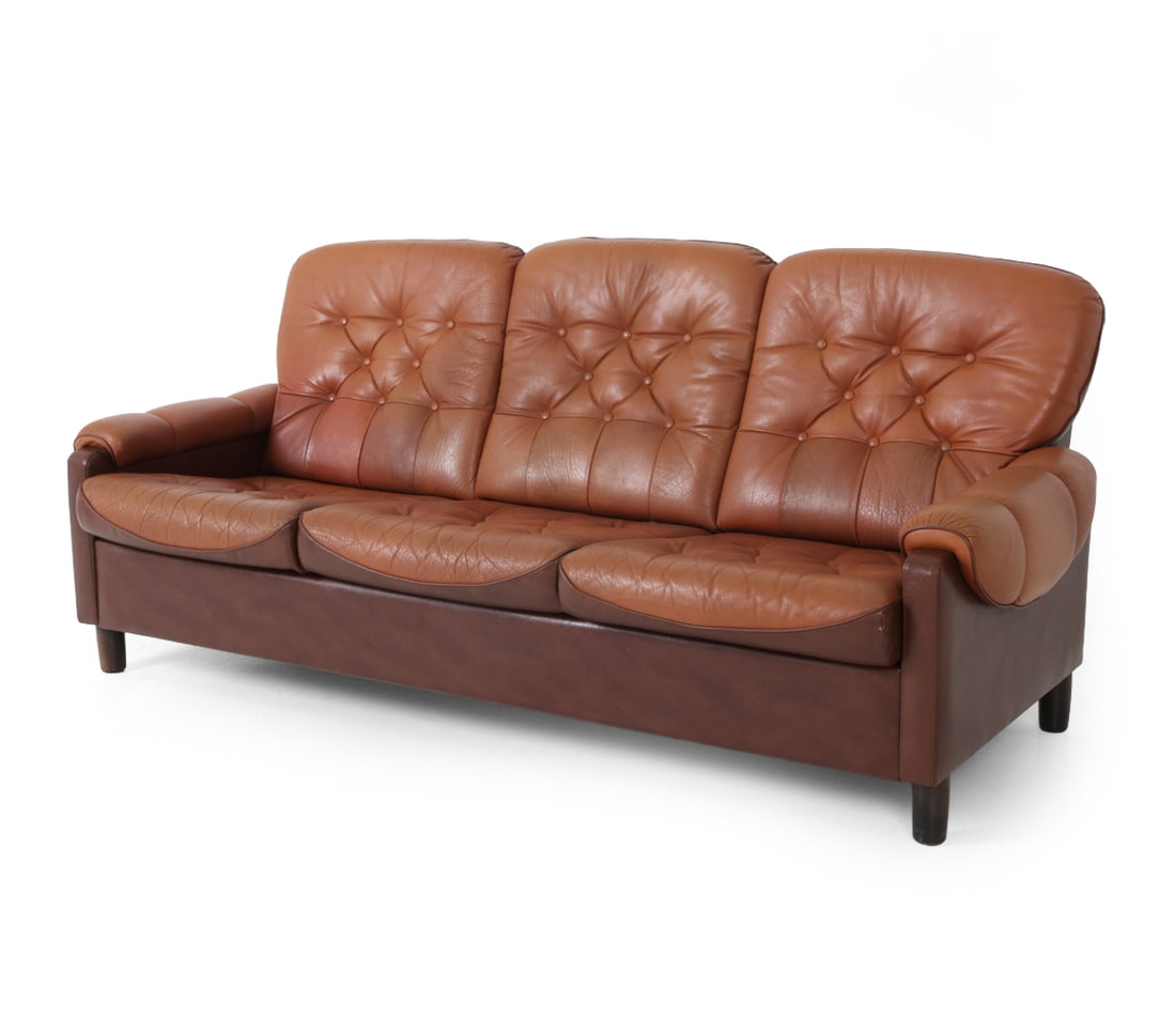 DANISH TUFTED LEATHER SOFA (1 of 1)