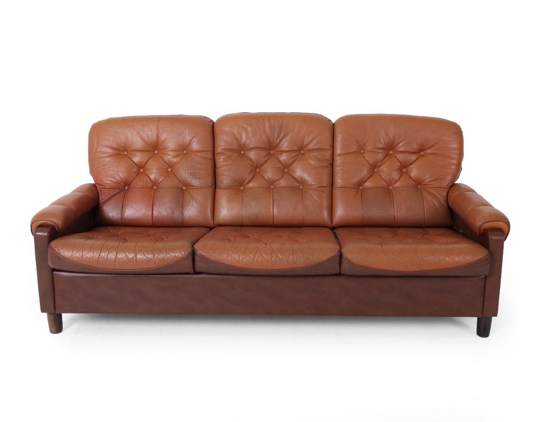 DANISH TUFTED LEATHER SOFA - 2
