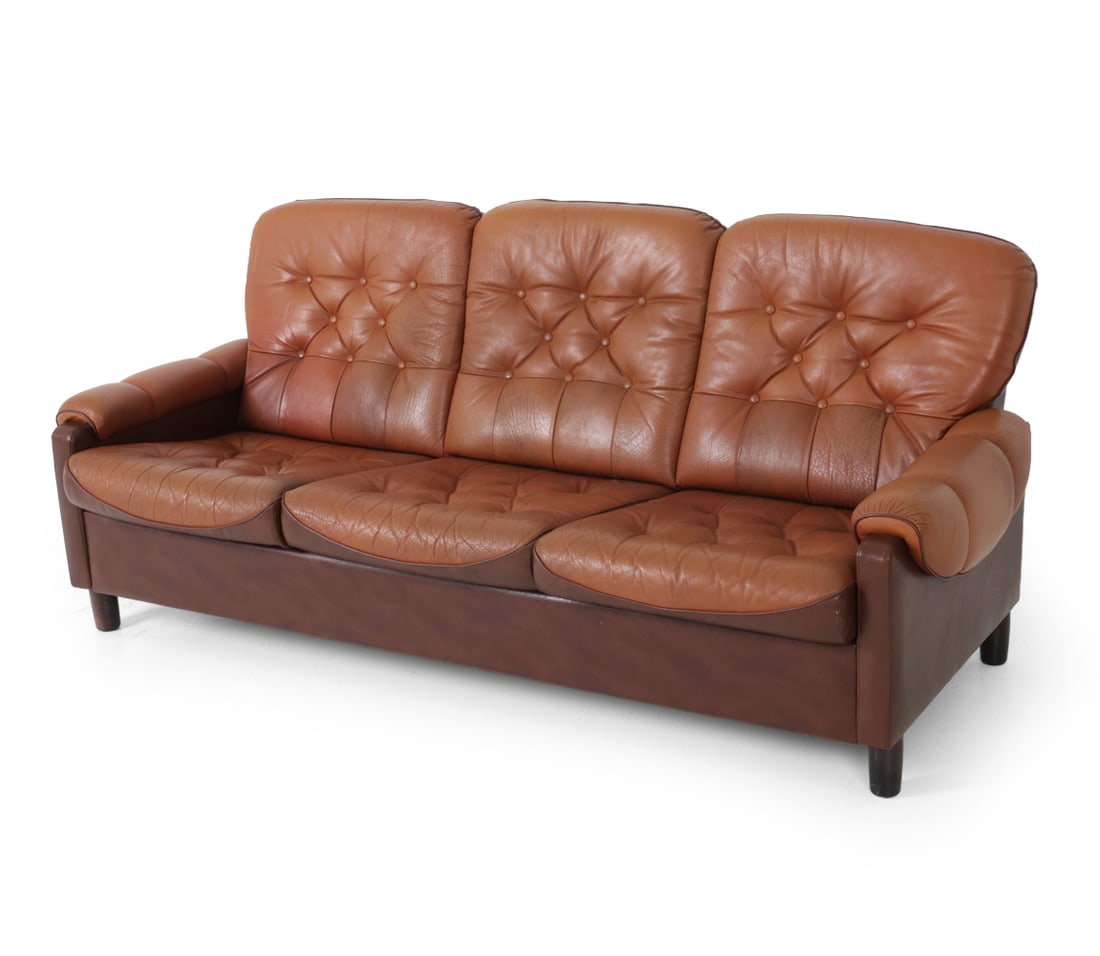 DANISH TUFTED LEATHER SOFA - 3
