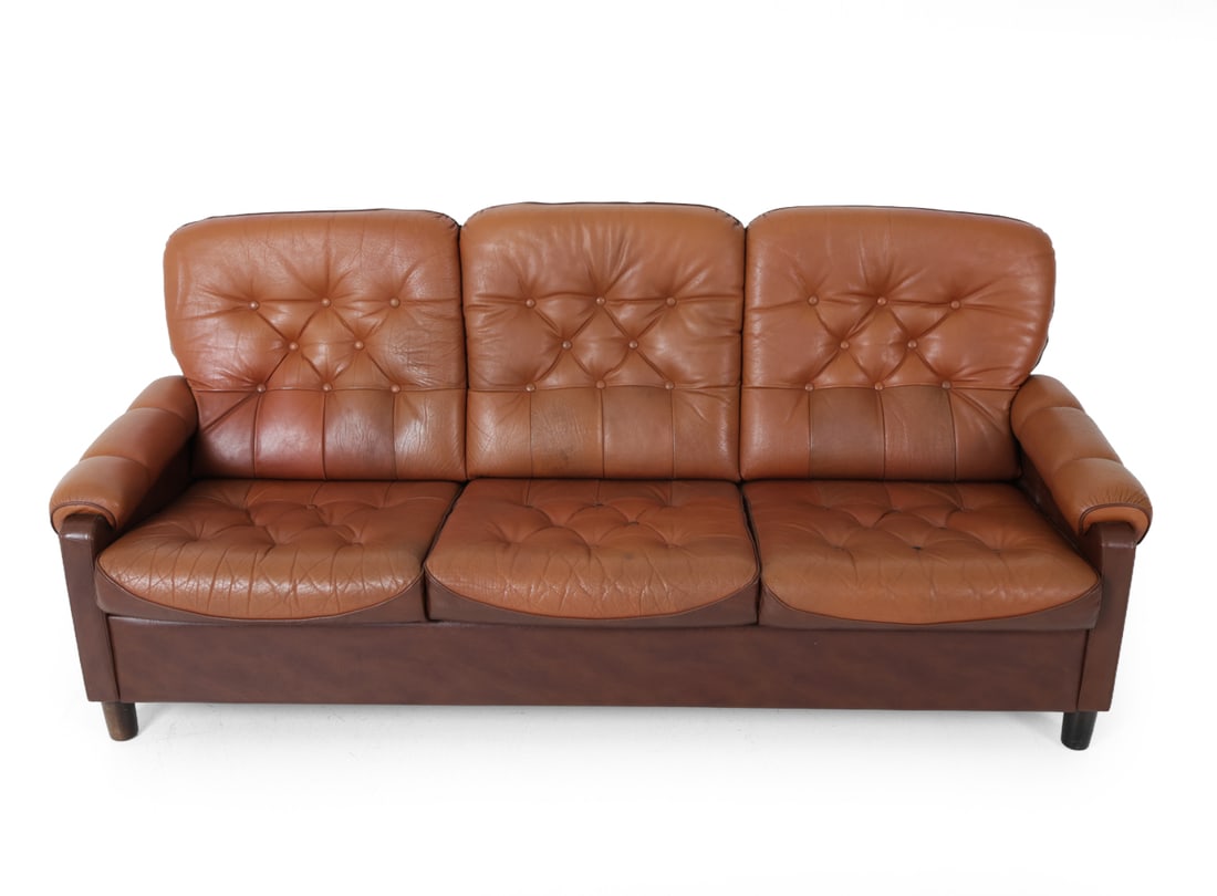 DANISH TUFTED LEATHER SOFA - 4