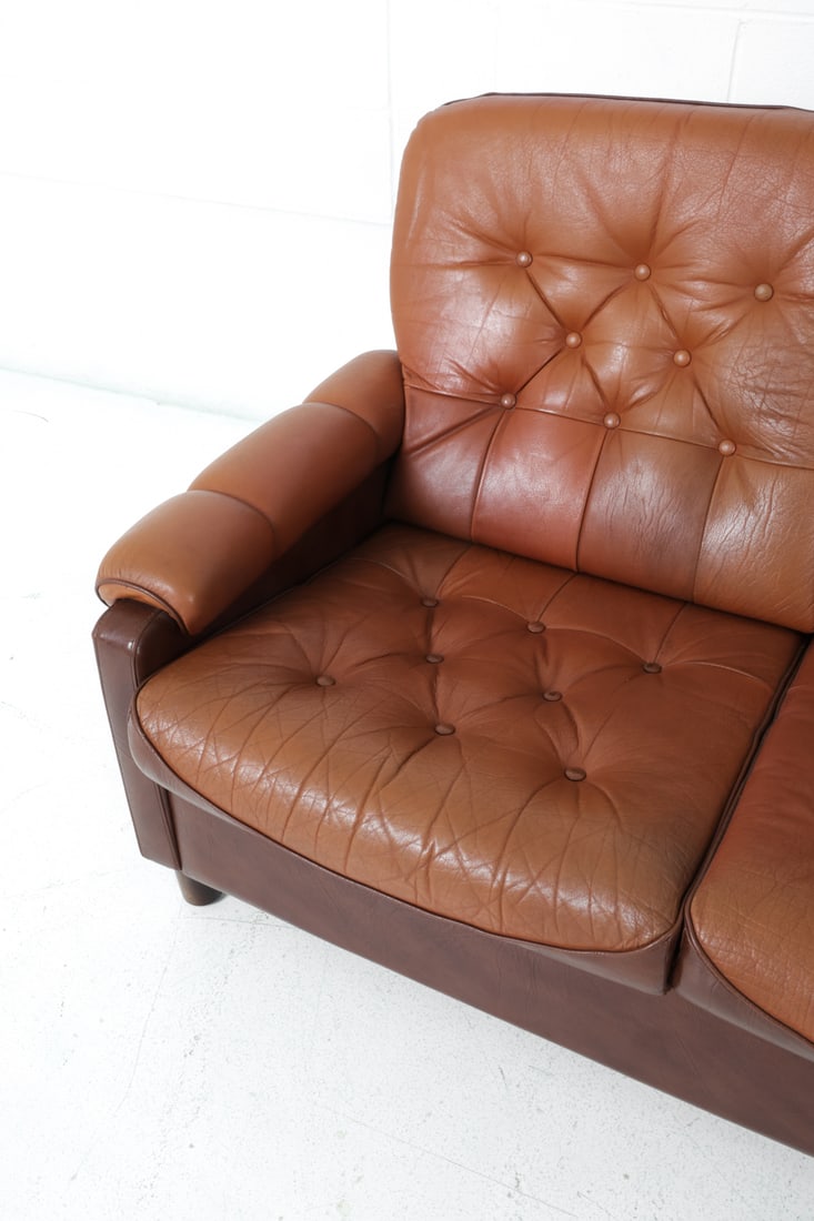 DANISH TUFTED LEATHER SOFA - 8