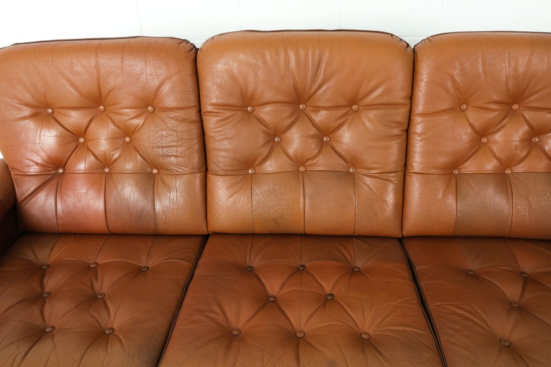 DANISH TUFTED LEATHER SOFA - 9