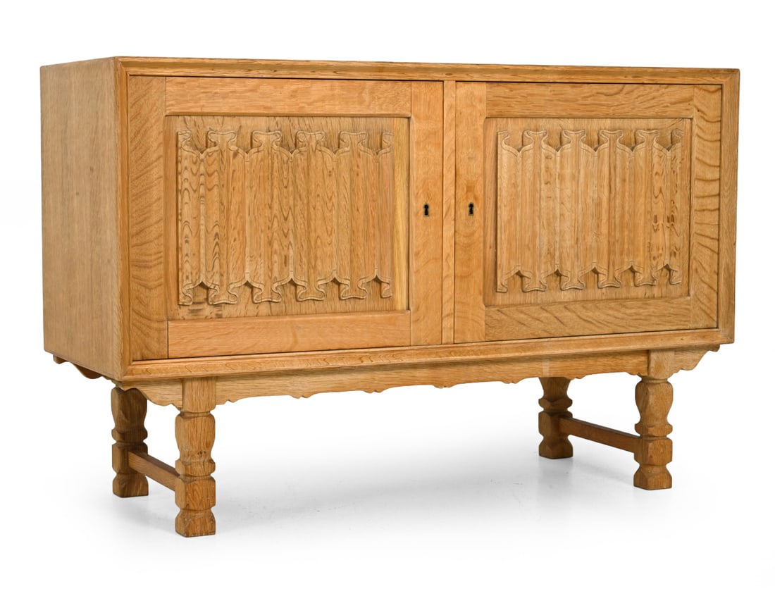 KJAERNULF FOR EG MOBLER LINEN FOLD OAK SIDEBOARD (1 of 1)