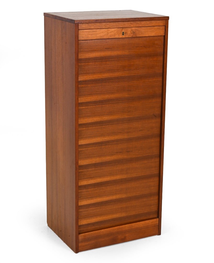 DANISH TEAK TAMBOUR DOOR FILING CABINET C. 1960S (1 of 1)