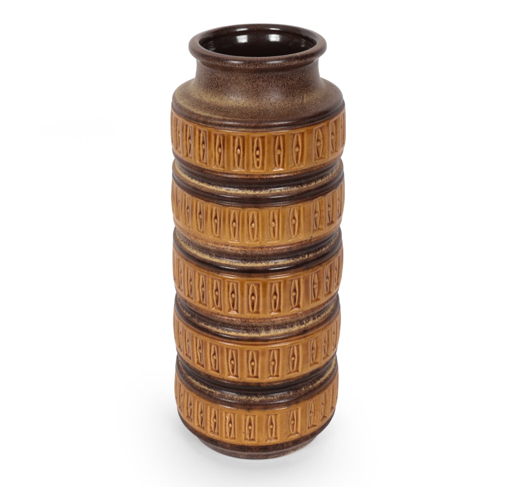WEST GERMAN CERAMIC VASE C. 1960S: Marked underneath. Germany, circa 1960s. Dimensions: H 16" x W 6.25" Condition: Wear consistent with age and use. Light rubs to bottom. JE094