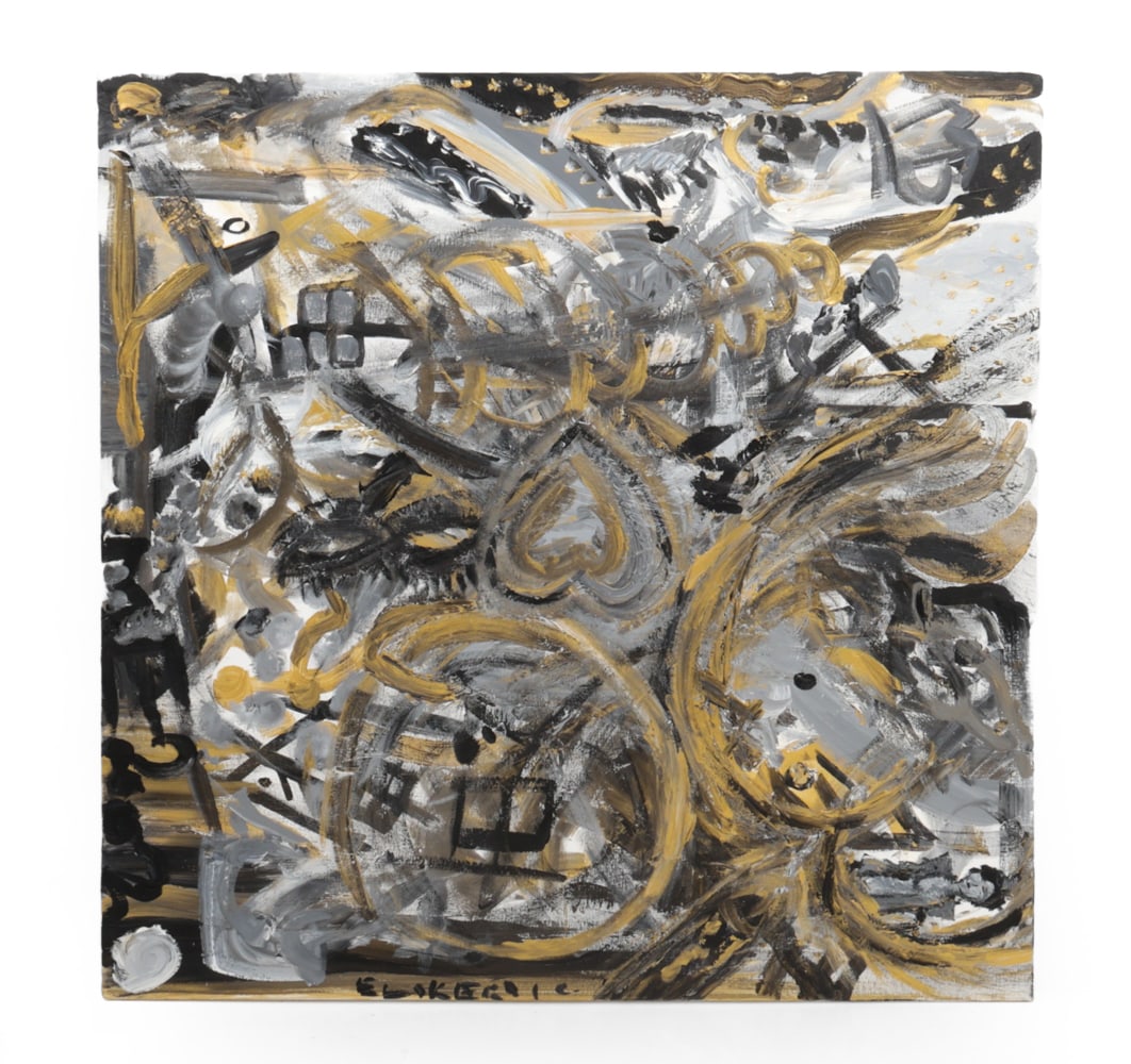 SCANDINAVIAN ABSTRACT ACRYLIC ON CANVAS PAINTING: Indistinctly signed. Acrylic paint on canvas. Unframed. Dimensions: H 36" x W 36" Condition: Wear consistent with age. Light rubs to corners.