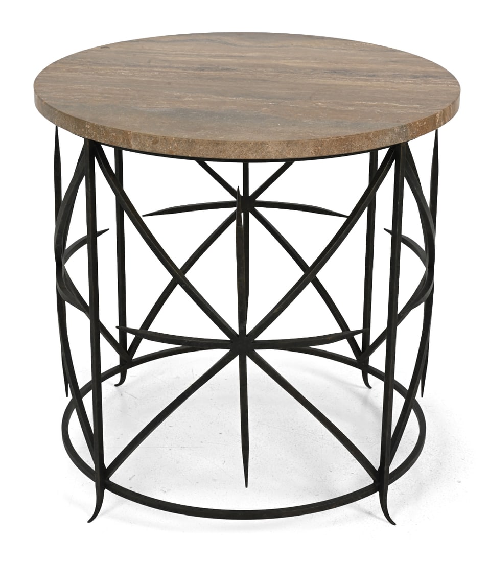 ADG HAND FORGED IRON & STONE TOP TABLE (1 of 10)