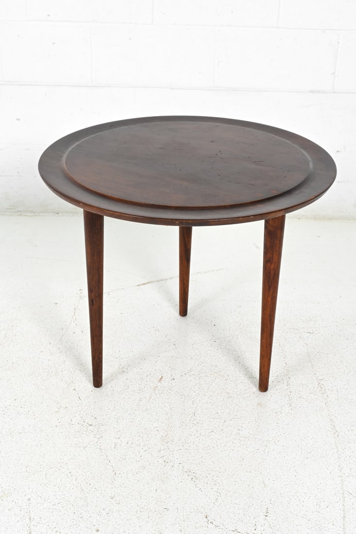 JENS RISOM WALNUT ROUND SIDE OR COFFEE TABLE - 10