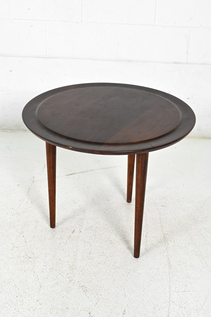 JENS RISOM WALNUT ROUND SIDE OR COFFEE TABLE - 11