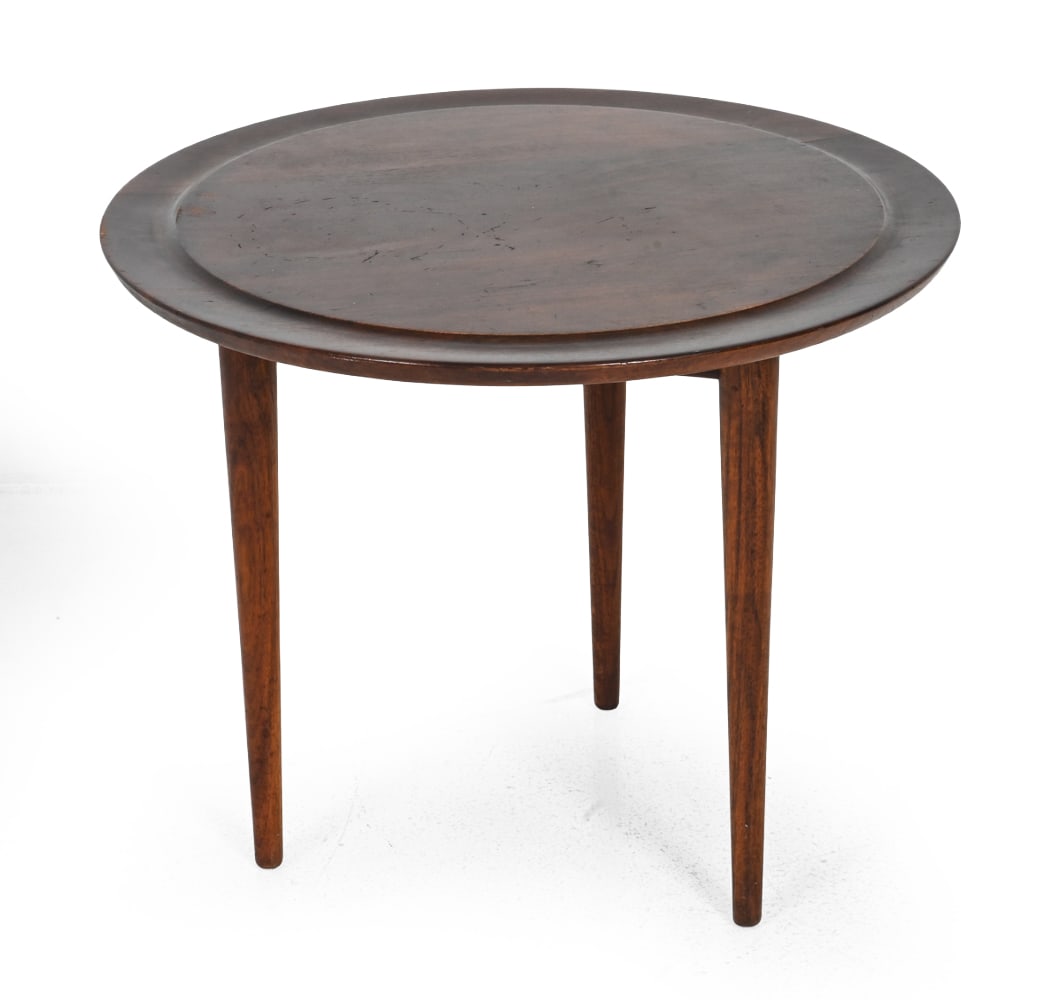 JENS RISOM WALNUT ROUND SIDE OR COFFEE TABLE - 2