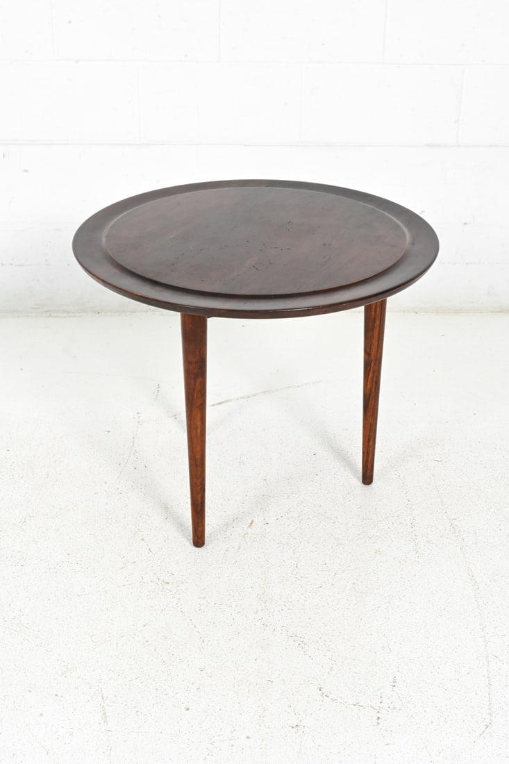 JENS RISOM WALNUT ROUND SIDE OR COFFEE TABLE - 9