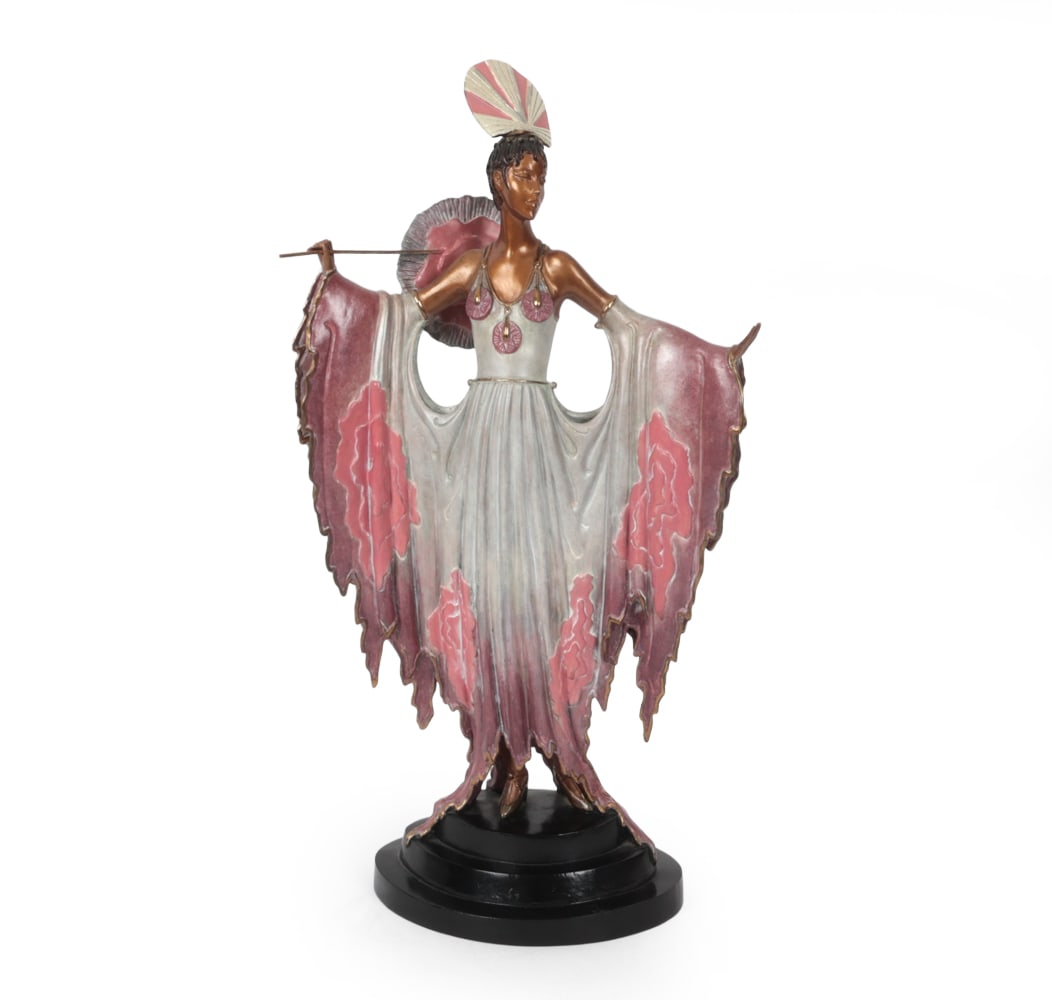 ERTE (RUSSIAN-FRENCH, 1892-1990) BRONZE SCULPTURE: Titled "Twilight". Cold-painted bronze sculpture depicting an oriental style female. Limited edition, numbered 83/375, dated 1986 and signed Fine Art Acquisitions. Dimensions: H 20" x W 11?x D 5.75?