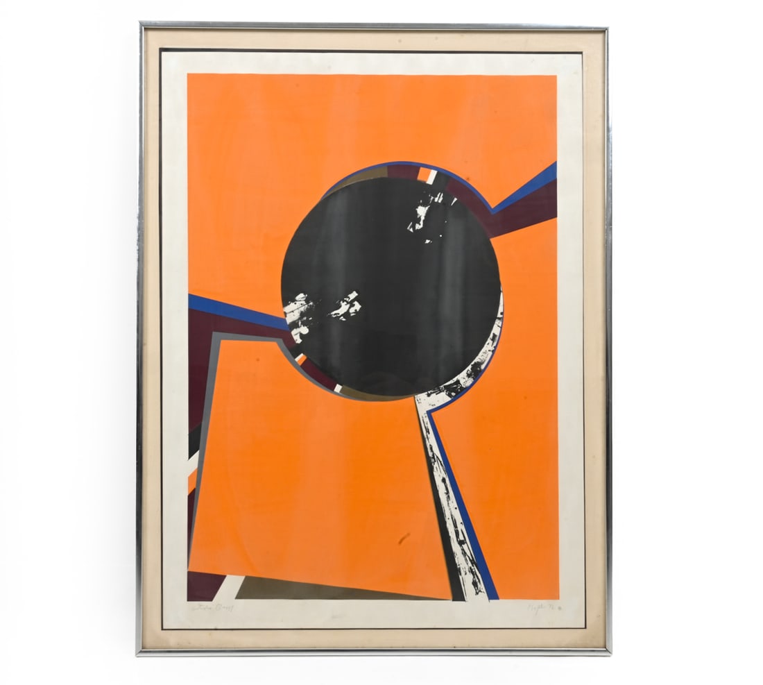 BUDD HOPKINS (1931-2011) ABSTRACT PRINT 1970: Artist proof print by Budd Hopkins. Signed and dated "70" lower right. Dimensions: (frame) H 32.5" x W 24.5" (sight) H 27" x W 19" Condition: Wear consistent with age. Toning to paper. Art rippling in