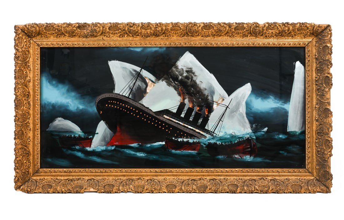 ANTIQUE TITANIC SINKING DISASTER REVERSE PAINTING (1 of 10)