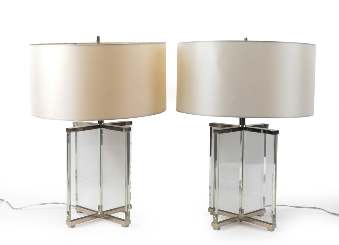 PAIR VISUAL COMFORT "CAMERON" CRYSTAL TABLE LAMPS (1 of 14)