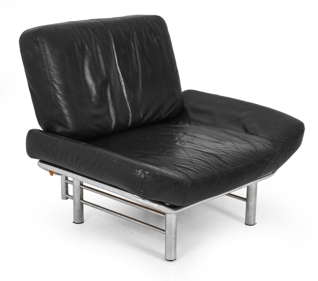FRENCH ART DECO STYLE CHROME & LEATHER CHAIR (1 of 15)