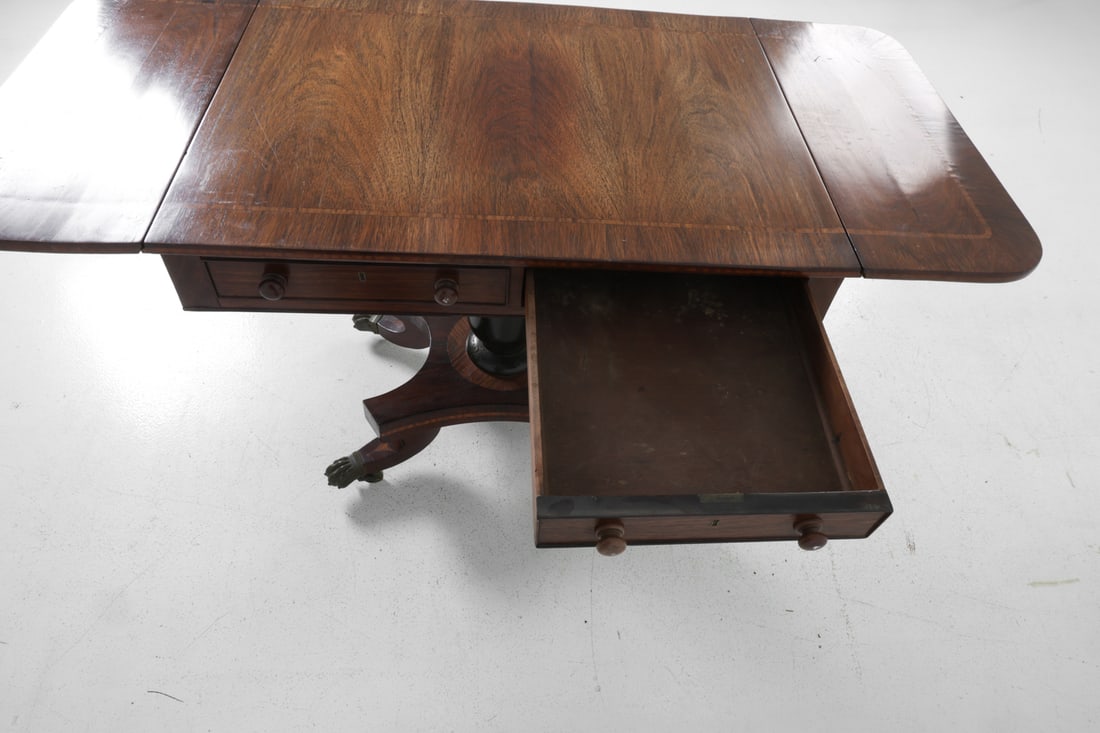 REGENCY-STYLE MAHOGANY DROP-LEAF SOFA TABLE - 10