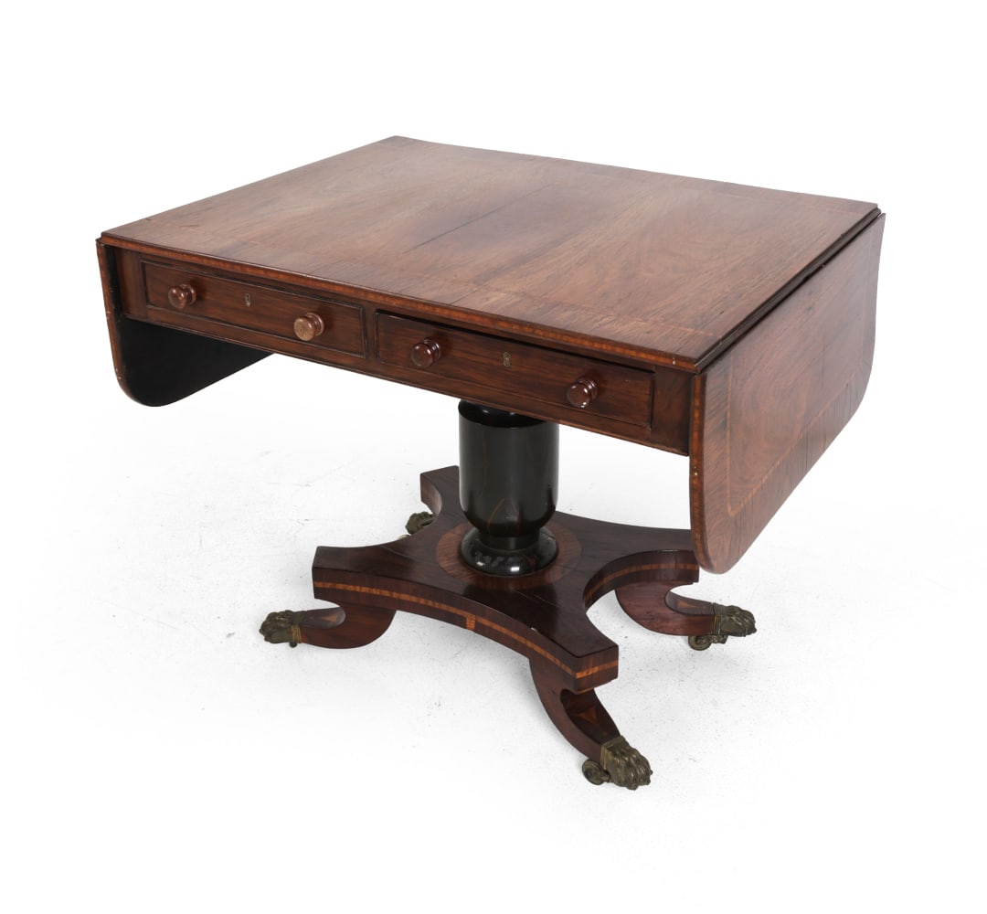 REGENCY-STYLE MAHOGANY DROP-LEAF SOFA TABLE - 2