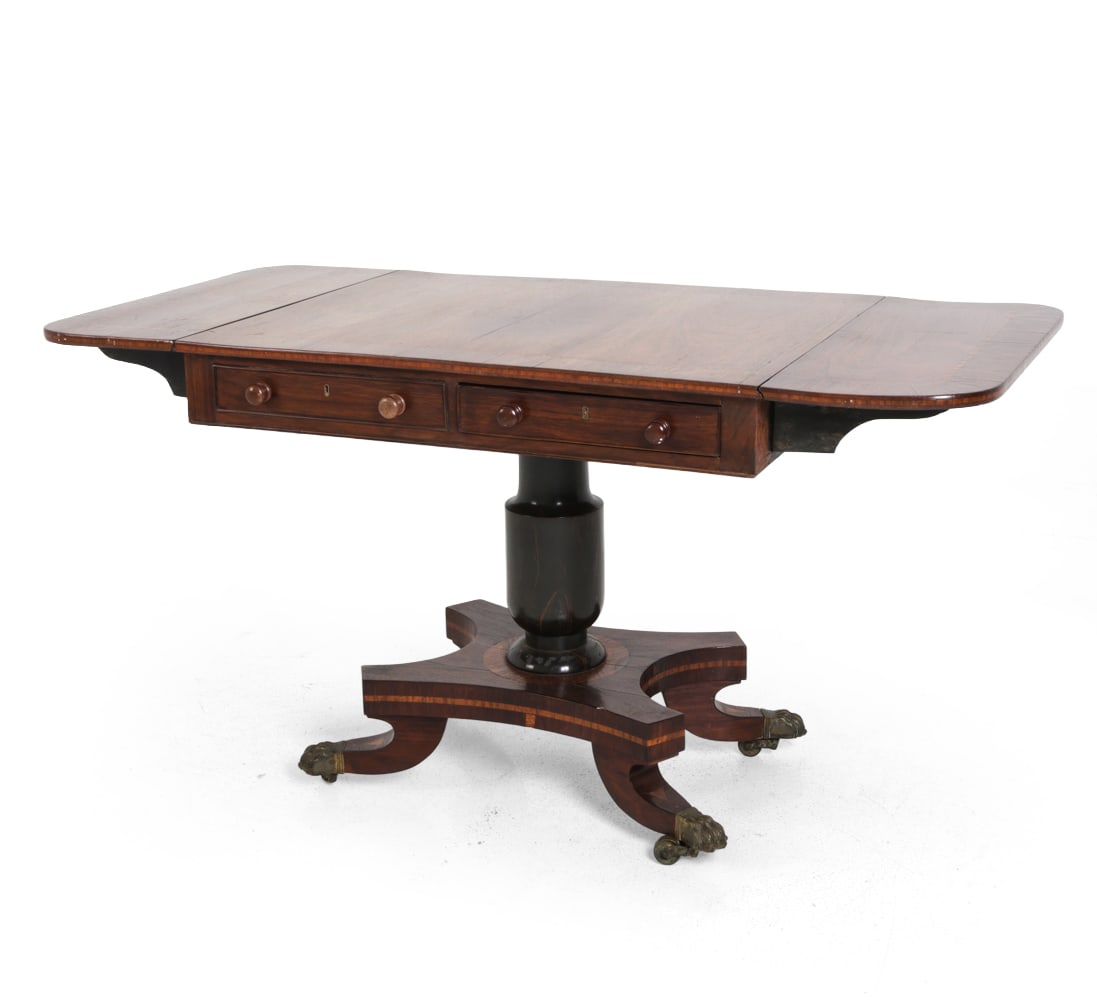 REGENCY-STYLE MAHOGANY DROP-LEAF SOFA TABLE - 3