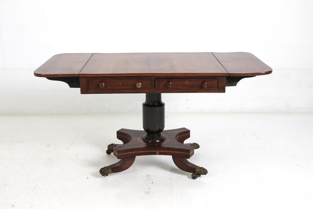 REGENCY-STYLE MAHOGANY DROP-LEAF SOFA TABLE - 4