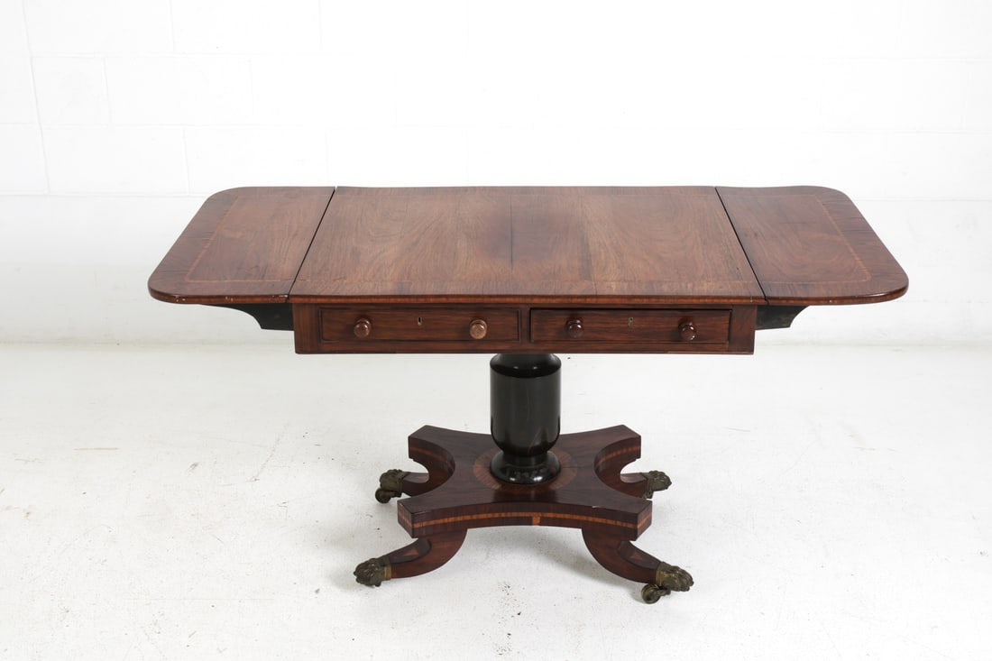REGENCY-STYLE MAHOGANY DROP-LEAF SOFA TABLE - 5