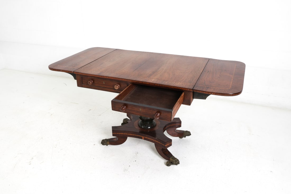 REGENCY-STYLE MAHOGANY DROP-LEAF SOFA TABLE - 7