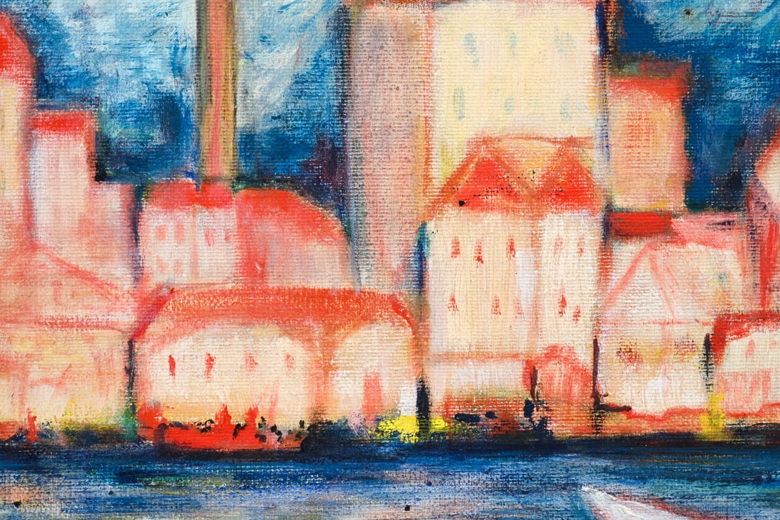 POST-IMPRESSIONIST HARBOR SCENE A/C - 7