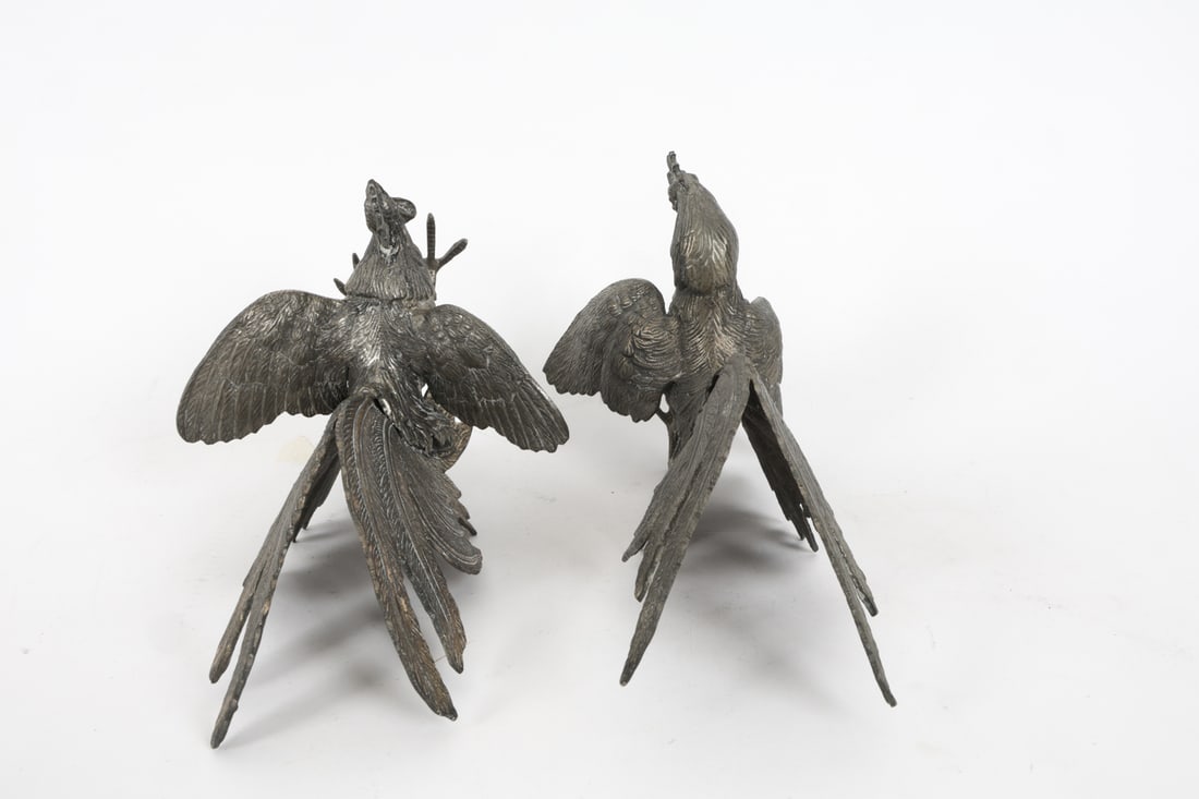 SILVERPLATE ROOSTER SCULPTURES - 10