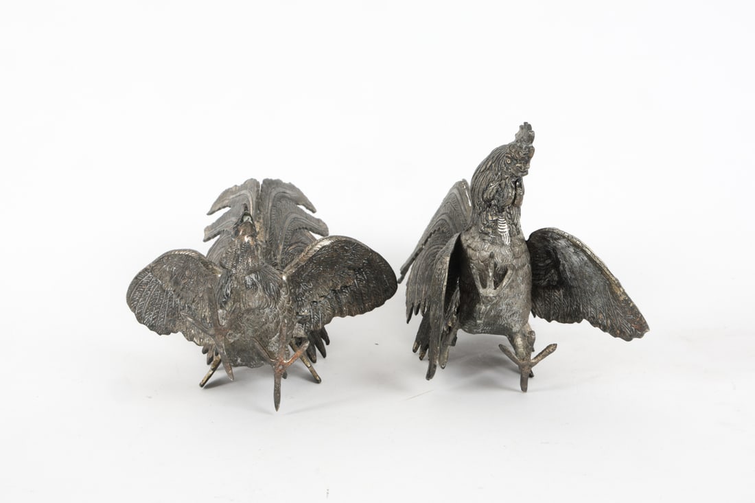 SILVERPLATE ROOSTER SCULPTURES - 11
