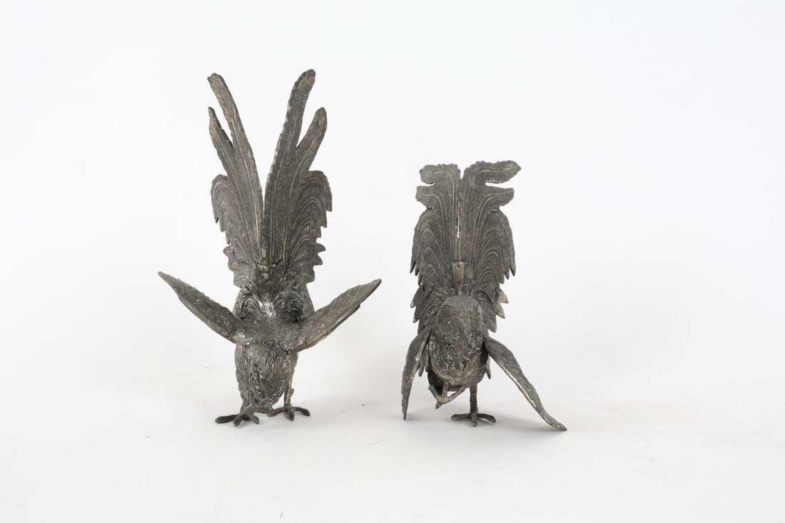 SILVERPLATE ROOSTER SCULPTURES - 3