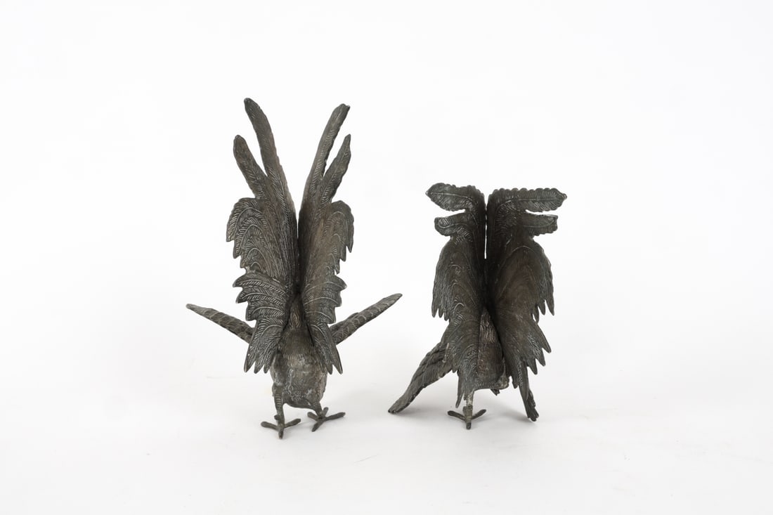 SILVERPLATE ROOSTER SCULPTURES - 4