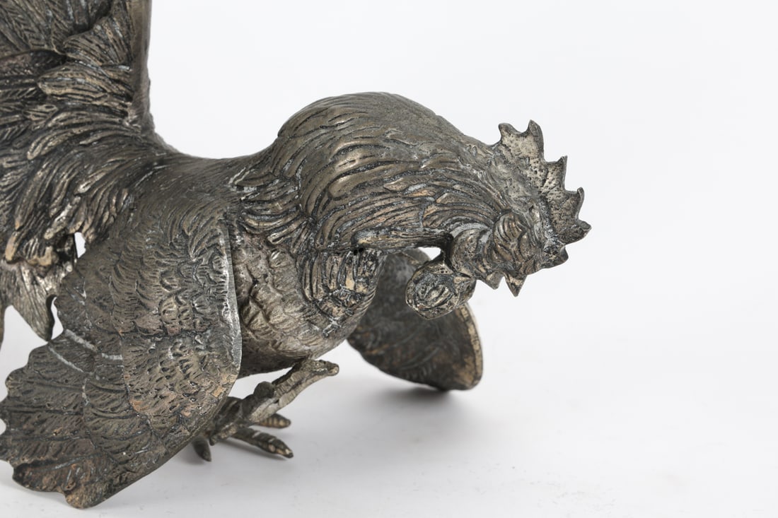 SILVERPLATE ROOSTER SCULPTURES - 6