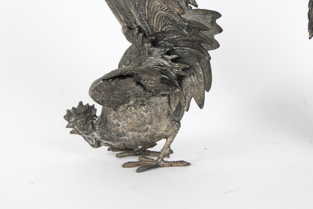 SILVERPLATE ROOSTER SCULPTURES - 8