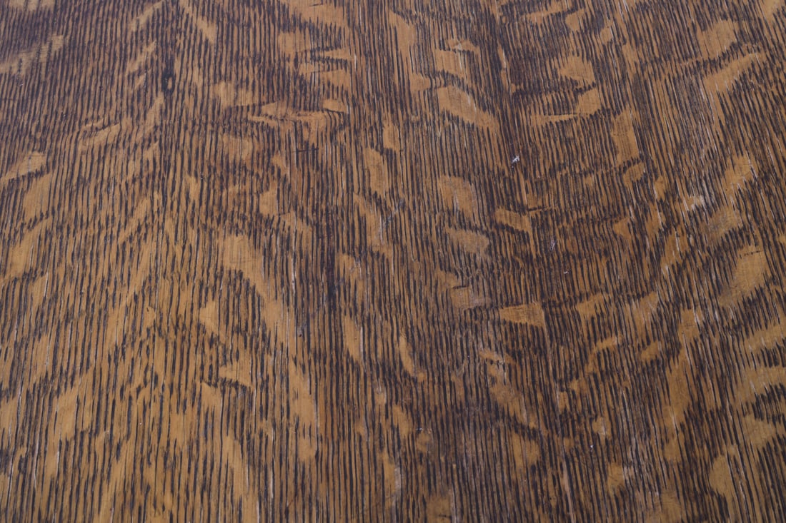 ANTIQUE OAK SCROLL PEDESTAL DINING TABLE - 11
