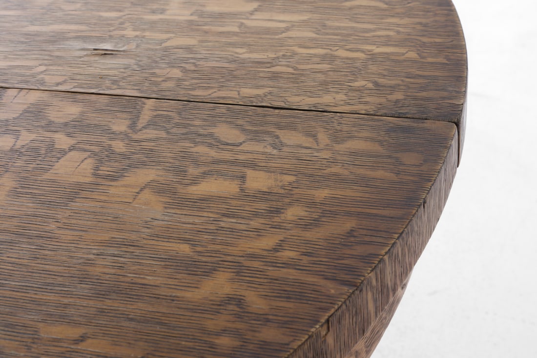 ANTIQUE OAK SCROLL PEDESTAL DINING TABLE - 15