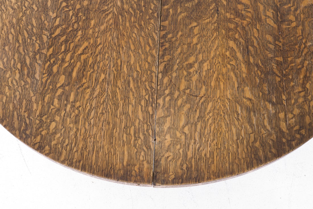 ANTIQUE OAK SCROLL PEDESTAL DINING TABLE - 6