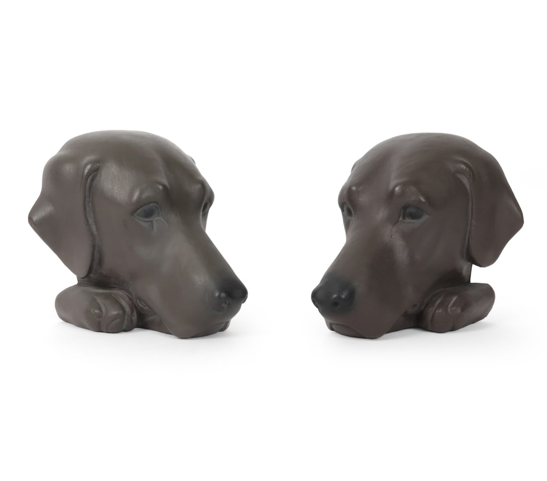 PAIR GARGOYLES STUDIO DOG HEAD BOOKENDS (1 of 12)