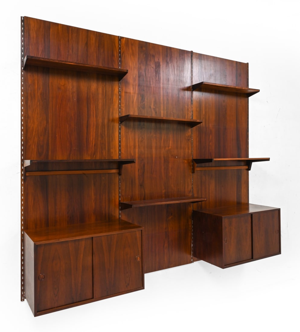 DANISH ROSEWOOD WALL CABINET AND SHELF SYSTEM (1 of 15)