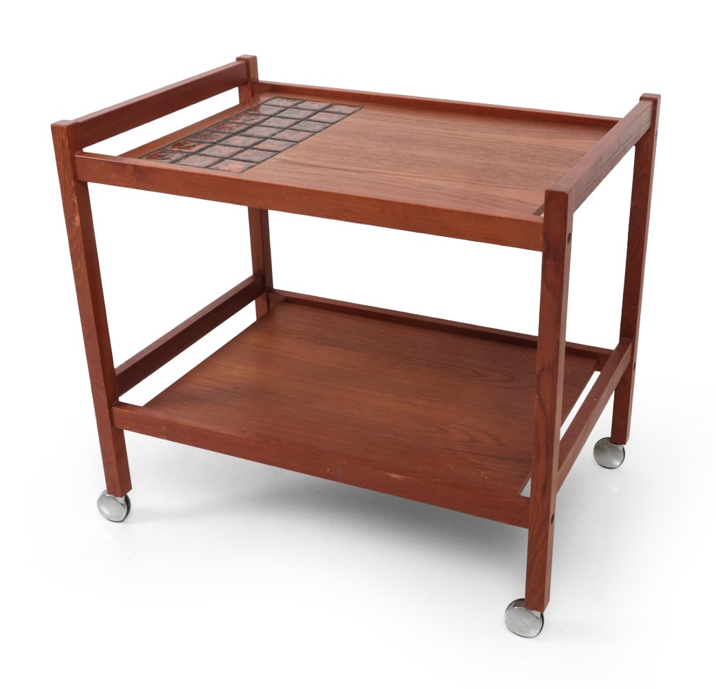 DANISH TEAK & TILE BAR CART C. 1960S (1 of 17)