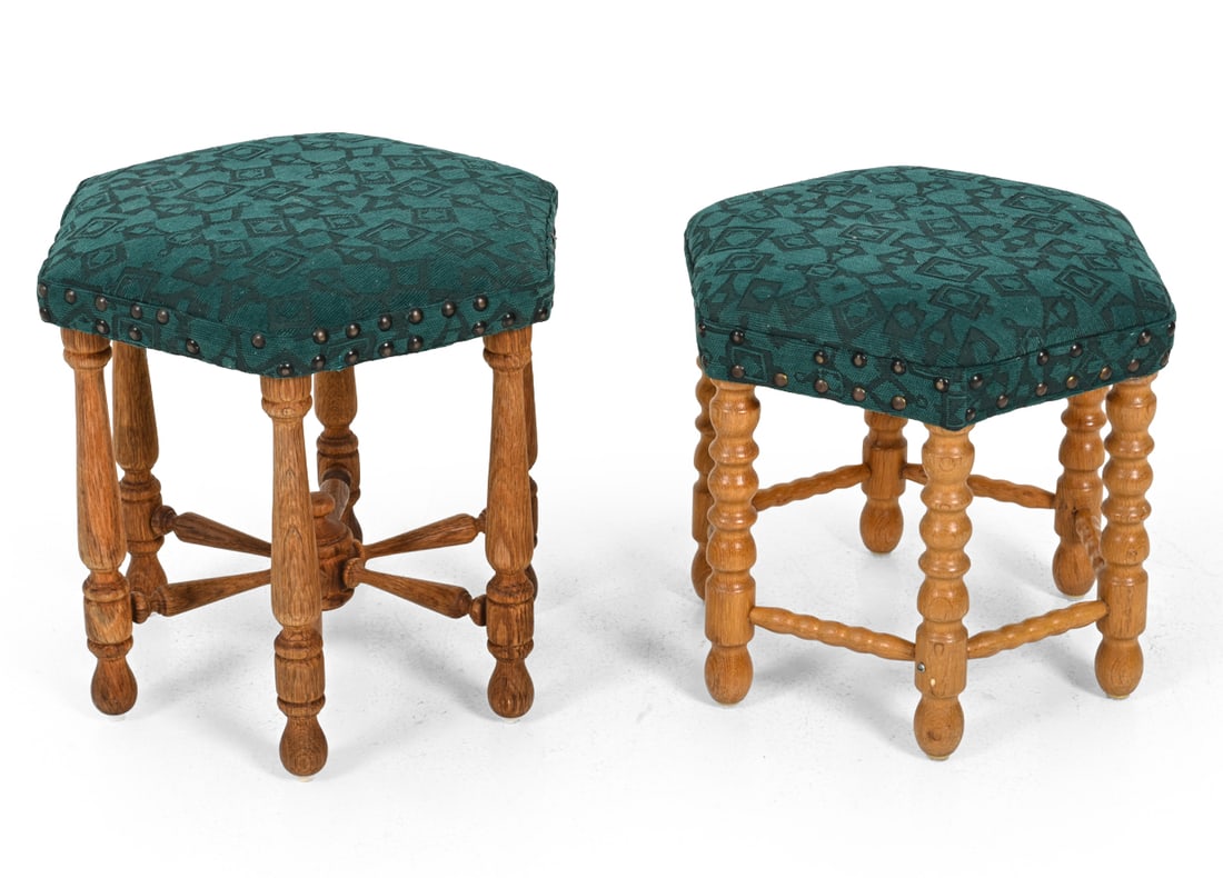 SCANDINAVIAN TURNED OAK STOOLS - 2