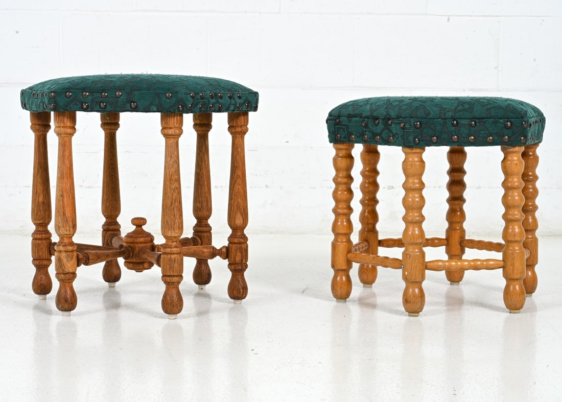 SCANDINAVIAN TURNED OAK STOOLS - 3