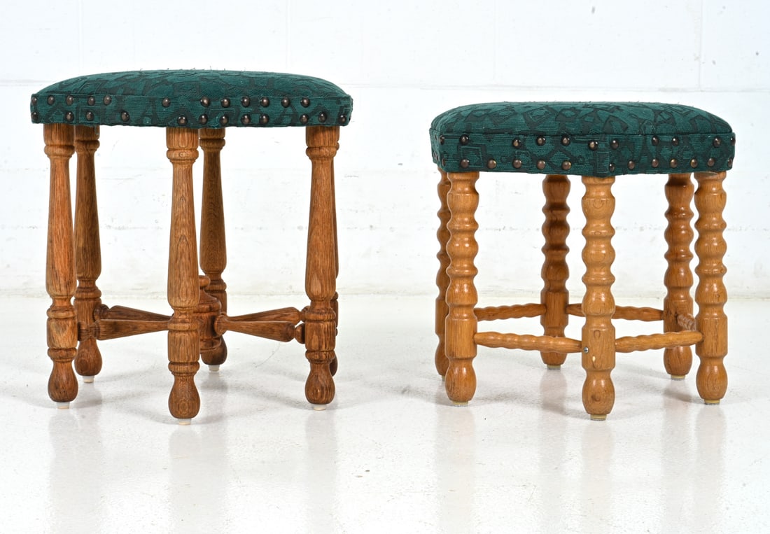 SCANDINAVIAN TURNED OAK STOOLS - 8