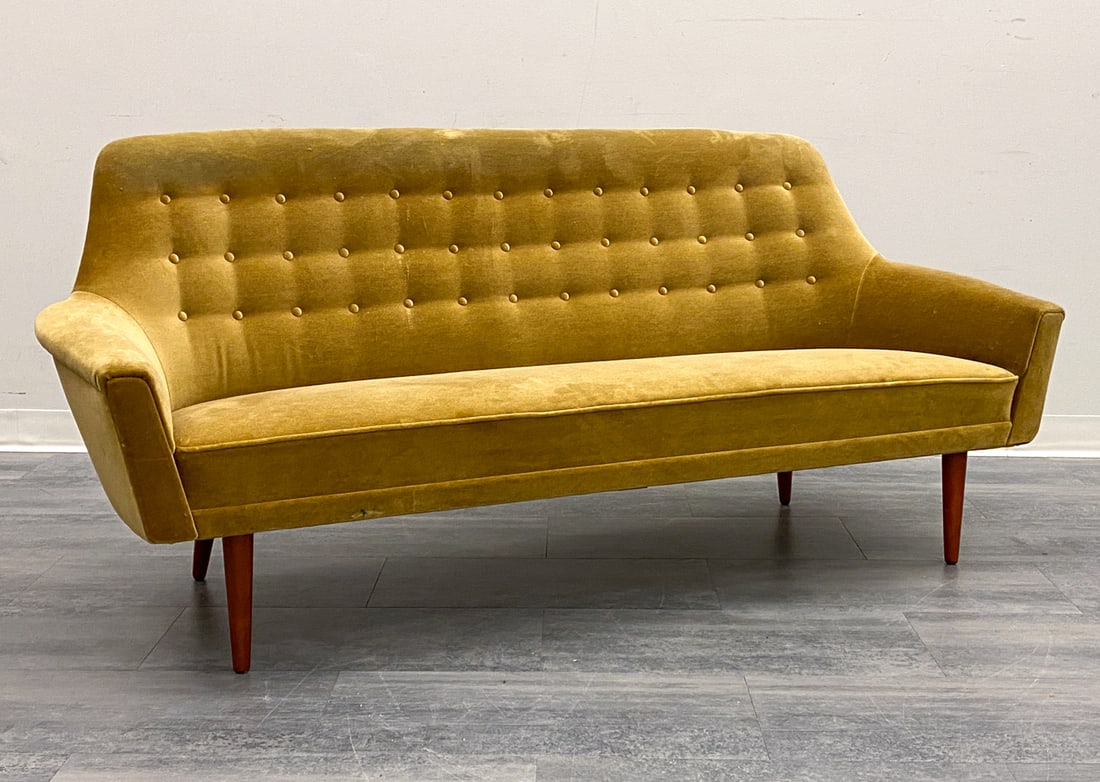 STYLE OF MALMSTEN SWEDISH VELOUR SOFA C. 1960S (1 of 14)