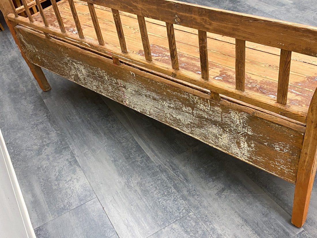 ANTIQUE SWEDISH PINE BENCH - 11