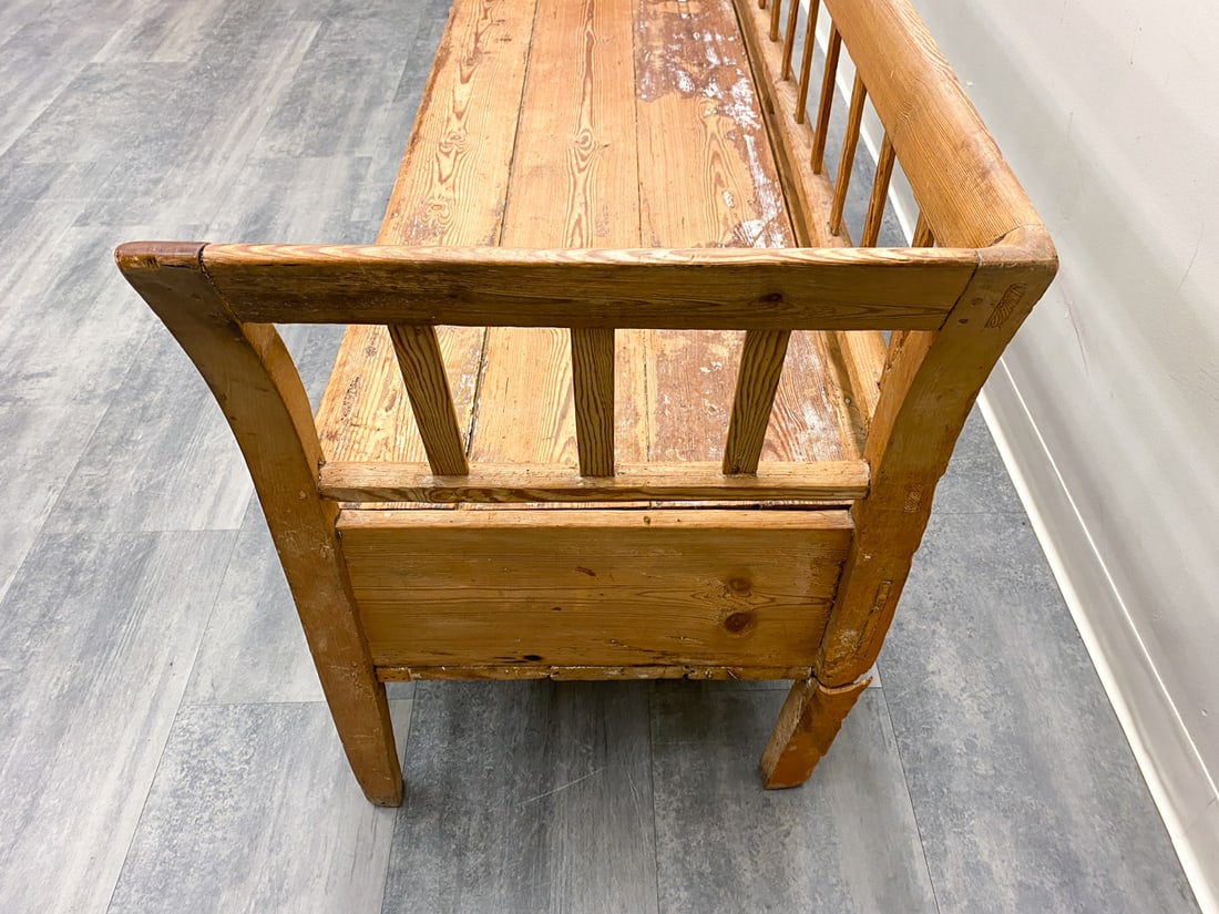 ANTIQUE SWEDISH PINE BENCH - 12